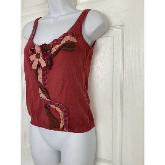 Moschino Cheap & Chic Wool Velvet Bow Motif Camisole Blouse Pink Size 8 READ - Picture 4 of 12
